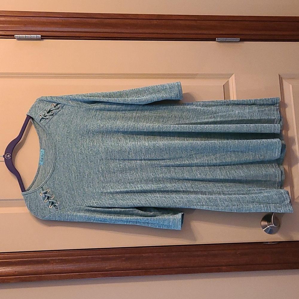 Women's size M Emily Stacy teal 3/4 sleeve dress